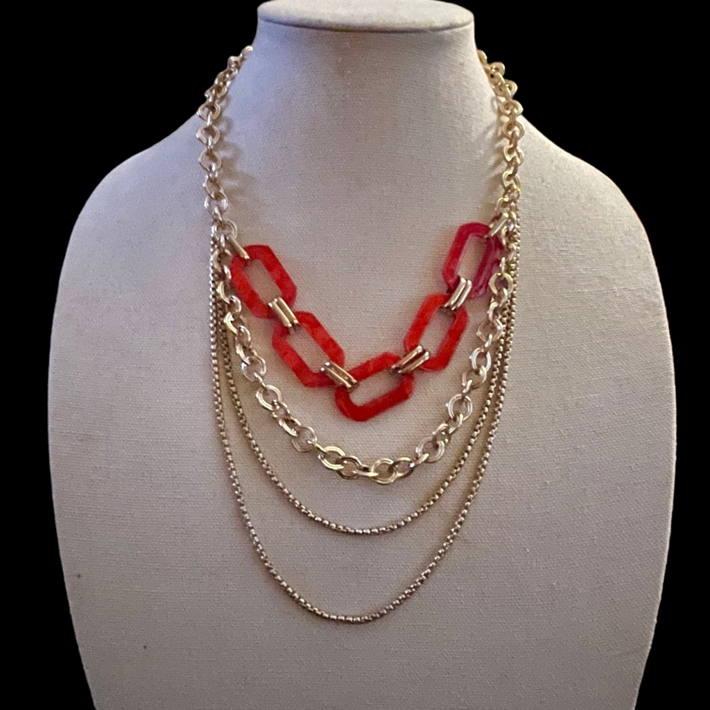 Ny Collection Square Link Layered Necklace